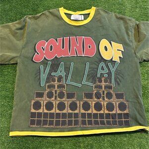 Vale Forever shirt mens medium green yellow long sleeve streetwear speaker RK